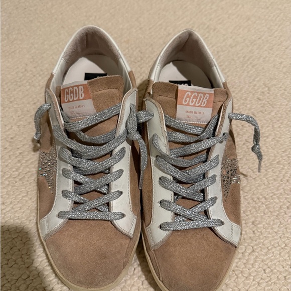 Golden Goose Shoes - Golden Goose White and Tan Sneakers with Silver Details